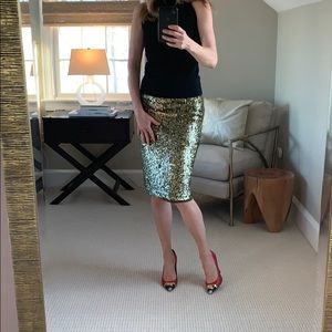 Alice & Olivia antique gold sequin skirt